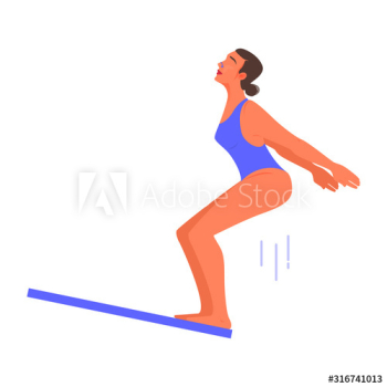 Vector illustration of woman jumping from a dive board into the water Vector illustration of woman jumping from a dive board into the water
