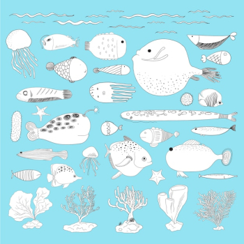 Vector of underwater creatures Vector of underwater creatures