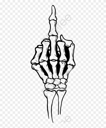 Vector Skull Finger Png Clipart - Skeleton Middle Finger Drawing