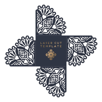 Vector wedding card laser cut template with mandala
