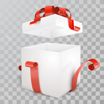 Vector White Open Empty Gift Box With Red Ribbon On Transparent ...