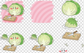 Vegetable Cabbage Q-version Illustration, Expression vegetable cabbage transparent background PNG clipart