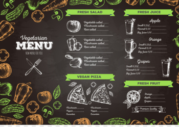 Vegetarian cuisine Menu Cafe Drawing Food - Vector menu design hotel 