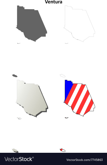 Ventura County California outline map set vector image Ventura County California outline map set vector image