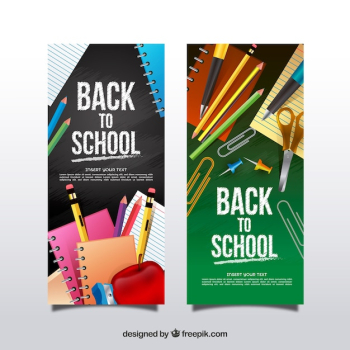 Vertical realistic back to school banners Vertical realistic back to school banners