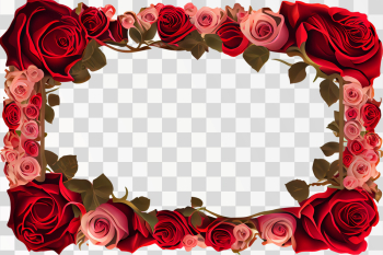 Vertical Rose frame PNG transparent background with copy space