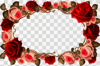 Vertical Rose frame PNG transparent background with copy space