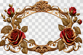 Vertical Rose frame vintage PNG transparent background