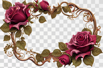 Vertical Rose frame vintage PNG transparent background