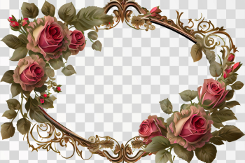 Vertical Rose frame vintage PNG transparent background