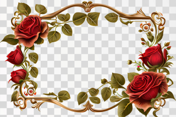 Vertical Rose frame vintage PNG transparent background