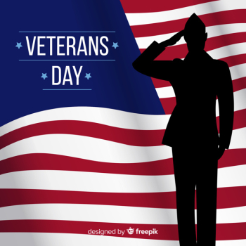 Veteran's day composition with soldier silhouette