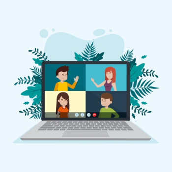 Video call concept with laptop Free Vector Video call concept with laptop Free Vector