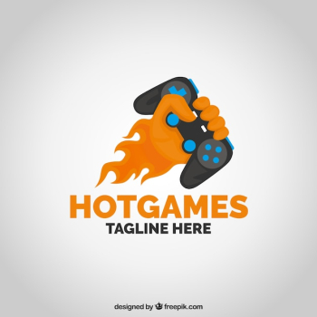 Video game logo template with joystick Video game logo template with joystick