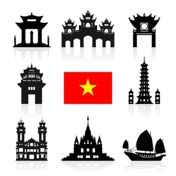 Vietnam Travel Landmarks. Vector and Illustration