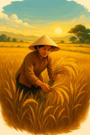 Vietnamese Farmer Harvesting Rice Vietnamese Farmer Harvesting Rice