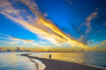 View of Beach at Sunset