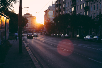 View of Sunset on Road View of Sunset on Road