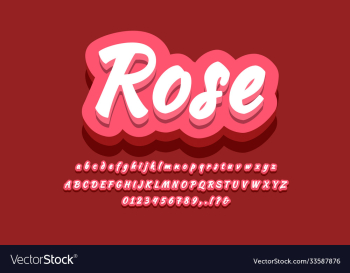 vintage 3d rose red text effect or font effect