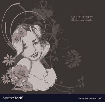 Vintage background with girl vector image