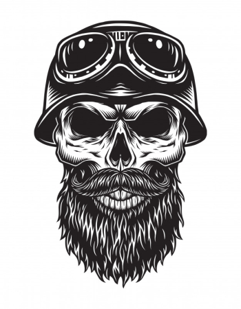 Vintage bearded skull biker concept Free Vector Vintage bearded skull biker concept Free Vector
