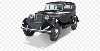 Vintage car Classic car - Cartoon illustration painted dark gray and old cars 