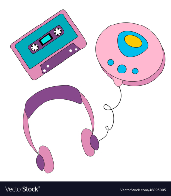 vintage cassette and player with headphones vintage cassette and player with headphones