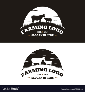 Vintage cattle and angus emblem label logo design vector image Vintage cattle and angus emblem label logo design vector image