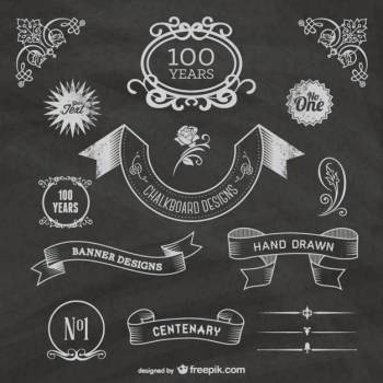 Vintage chalkboard ribbons Free Vector Vintage chalkboard ribbons Free Vector