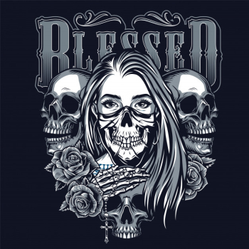 Vintage chicano tattoo monochrome template Free Vector