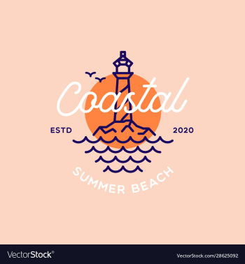 vintage coastal beach logo design template