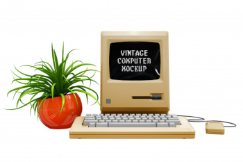 Vintage computer mock-up isolated Free Psd