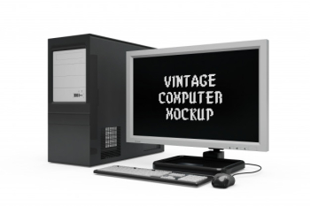 Vintage computer mock-up isolated Free Psd Vintage computer mock-up isolated Free Psd