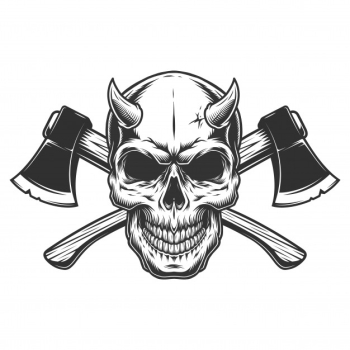 Vintage demon skull with horns Free Vector Vintage demon skull with horns Free Vector