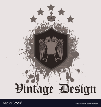 Vintage emblem with shield vector image Vintage emblem with shield vector image