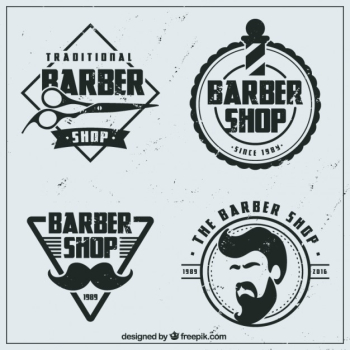 Vintage flat barber shop logos Free Vector Vintage flat barber shop logos Free Vector