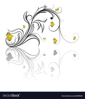 Vintage floral element with hearts vector image Vintage floral element with hearts vector image