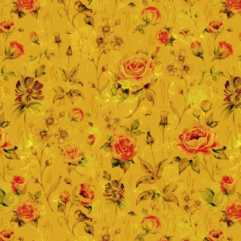 Vintage Floral Pattern on Yellow Background Vintage Floral Pattern on Yellow Background