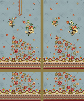 Vintage Floral Pattern with Geometric Elements Vintage Floral Pattern with Geometric Elements
