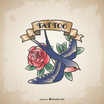 Vintage flower bird tattoo Vintage flower bird tattoo