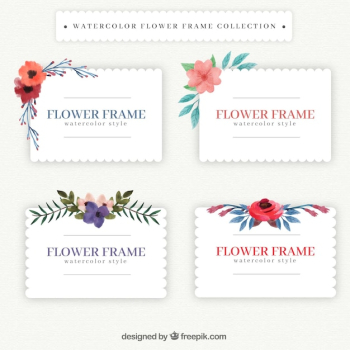 Vintage frames with watercolor flowers Vintage frames with watercolor flowers