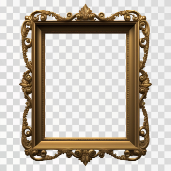 Vintage gold picture frame PNG transaprent