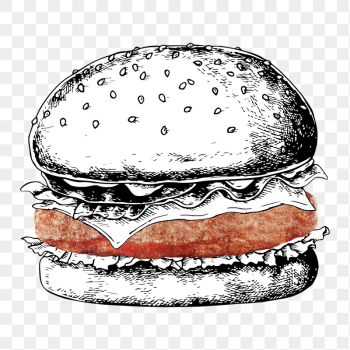 Vintage hamburger png sticker, fast | Free PNG - rawpixel