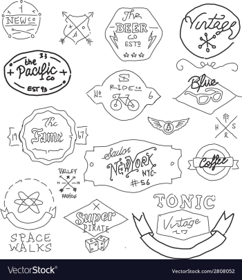 Vintage hand drawn logos vector image Vintage hand drawn logos vector image
