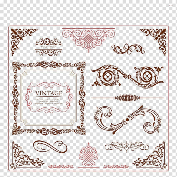 Vintage illustration screenshot, Ornament Vintage clothing frame, Vintage border transparent background PNG clipart