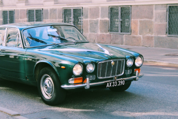 vintage jaguar on the streets of copenhagen, denmark vintage jaguar on the streets of copenhagen, denmark