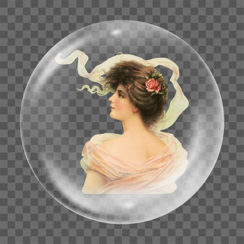 Vintage lady png sticker, bubble | Free PNG - rawpixel