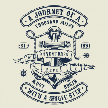 Vintage monochrome nautical emblem Free Vector Vintage monochrome nautical emblem Free Vector