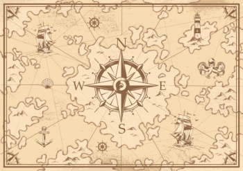 Vintage monochrome treasure map Free Vector Vintage monochrome treasure map Free Vector