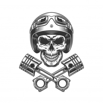 Vintage motorcycle skull in moto helmet Free Vector Vintage motorcycle skull in moto helmet Free Vector